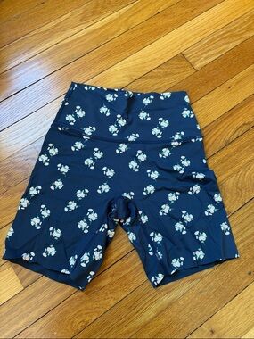 Floral High-Waist Navy Bike Shorts